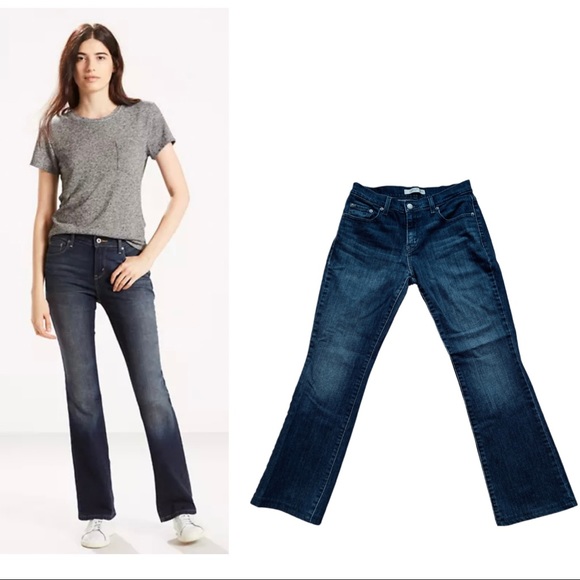 Women’s LEVI’S 515 Bootcut Mid to Dark Wash Jeans - Picture 2 of 10